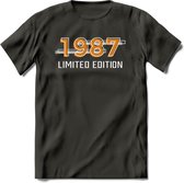 1987 Limited Edition T-Shirt | Goud - Zilver | Grappig Verjaardag en Feest Cadeau Shirt | Dames - Heren - Unisex | Tshirt Kleding Kado | - Donker Grijs - XXL