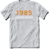 1985 Limited Edition T-Shirt | Goud - Zilver | Grappig Verjaardag en Feest Cadeau Shirt | Dames - Heren - Unisex | Tshirt Kleding Kado | - Licht Grijs - Gemaleerd - S