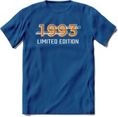 1993 Limited Edition T-Shirt | Goud - Zilver | Grappig Verjaardag en Feest Cadeau Shirt | Dames - Heren - Unisex | Tshirt Kleding Kado | - Donker Blauw - S