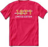 1971 Limited Edition T-Shirt | Goud - Zilver | Grappig Verjaardag en Feest Cadeau Shirt | Dames - Heren - Unisex | Tshirt Kleding Kado | - Roze - XL