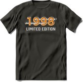 1998 Limited Edition T-Shirt | Goud - Zilver | Grappig Verjaardag en Feest Cadeau Shirt | Dames - Heren - Unisex | Tshirt Kleding Kado | - Donker Grijs - XXL