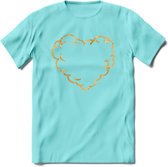 Valentijn Goud Hart T-Shirt | Grappig Valentijnsdag Cadeautje voor Hem en Haar | Dames - Heren - Unisex | Kleding Cadeau | - Licht Blauw - M