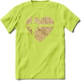 Valentijn Goud Hart T-Shirt | Grappig Valentijnsdag Cadeautje voor Hem en Haar | Dames - Heren - Unisex | Kleding Cadeau | - Groen - XL