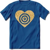 Valentijn Goud Hart T-Shirt | Grappig Valentijnsdag Cadeautje voor Hem en Haar | Dames - Heren - Unisex | Kleding Cadeau | - Donker Blauw - M