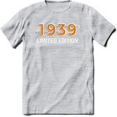 1939 Limited Edition T-Shirt | Goud - Zilver | Grappig Verjaardag en Feest Cadeau Shirt | Dames - Heren - Unisex | Tshirt Kleding Kado | - Licht Grijs - Gemaleerd - M