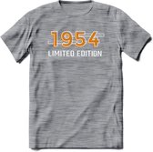 1954 Limited Edition T-Shirt | Goud - Zilver | Grappig Verjaardag en Feest Cadeau Shirt | Dames - Heren - Unisex | Tshirt Kleding Kado | - Donker Grijs - Gemaleerd - S