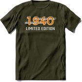1940 Limited Edition T-Shirt | Goud - Zilver | Grappig Verjaardag en Feest Cadeau Shirt | Dames - Heren - Unisex | Tshirt Kleding Kado | - Leger Groen - XL