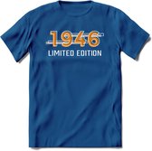 1946 Limited Edition T-Shirt | Goud - Zilver | Grappig Verjaardag en Feest Cadeau Shirt | Dames - Heren - Unisex | Tshirt Kleding Kado | - Donker Blauw - XL