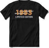 1953 Limited Edition T-Shirt | Goud - Zilver | Grappig Verjaardag en Feest Cadeau Shirt | Dames - Heren - Unisex | Tshirt Kleding Kado | - Zwart - M