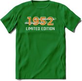 1952 Limited Edition T-Shirt | Goud - Zilver | Grappig Verjaardag en Feest Cadeau Shirt | Dames - Heren - Unisex | Tshirt Kleding Kado | - Donker Groen - L