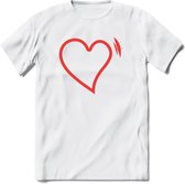 Valentijn Hart T-Shirt | Grappig Valentijnsdag Cadeautje voor Hem en Haar | Dames - Heren - Unisex | Kleding Cadeau | - Wit - M