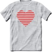 Valentijn Hart T-Shirt | Grappig Valentijnsdag Cadeautje voor Hem en Haar | Dames - Heren - Unisex | Kleding Cadeau | - Licht Grijs - Gemaleerd - XL