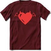 Valentijn Hart T-Shirt | Grappig Valentijnsdag Cadeautje voor Hem en Haar | Dames - Heren - Unisex | Kleding Cadeau | - Burgundy - XXL