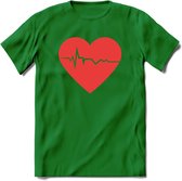 Valentijn Hart T-Shirt | Grappig Valentijnsdag Cadeautje voor Hem en Haar | Dames - Heren - Unisex | Kleding Cadeau | - Donker Groen - XXL