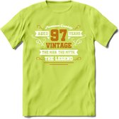 97 Jaar Legend T-Shirt | Goud - Wit | Grappig Verjaardag en Feest Cadeau Shirt | Dames - Heren - Unisex | Tshirt Kleding Kado | - Groen - XXL