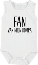 Baby Rompertje met tekst 'Fan van mijn bompa ' | mouwloos l | wit zwart | maat 50/56 | cadeau | Kraamcadeau | Kraamkado