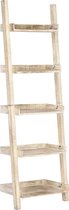 Decoways - Ladderkast 75x37x205 cm massief mangohout wit