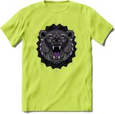 Beer - Dieren Mandala T-Shirt | Paars | Grappig Verjaardag Zentangle Dierenkop Cadeau Shirt | Dames - Heren - Unisex | Wildlife Tshirt Kleding Kado | - Groen - 3XL