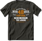 48 Jaar Legend T-Shirt | Goud - Wit | Grappig Verjaardag en Feest Cadeau Shirt | Dames - Heren - Unisex | Tshirt Kleding Kado | - Donker Grijs - XXL