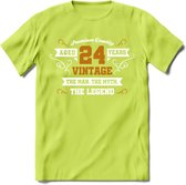 24 Jaar Legend T-Shirt | Goud - Wit | Grappig Verjaardag en Feest Cadeau Shirt | Dames - Heren - Unisex | Tshirt Kleding Kado | - Groen - XL