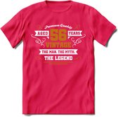 56 Jaar Legend T-Shirt | Goud - Wit | Grappig Verjaardag en Feest Cadeau Shirt | Dames - Heren - Unisex | Tshirt Kleding Kado | - Roze - XXL