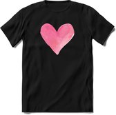 Valentijn Pastel waterverf Hart T-Shirt | Grappig Valentijnsdag Cadeautje voor Hem en Haar | Dames - Heren - Unisex | Kleding Cadeau | - Zwart - XL