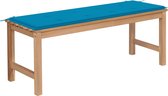 Decoways - Tuinbank met blauw kussen 120 cm massief teakhout