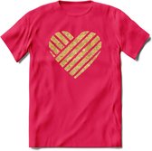 Valentijn Goud Hart T-Shirt | Grappig Valentijnsdag Cadeautje voor Hem en Haar | Dames - Heren - Unisex | Kleding Cadeau | - Roze - XXL