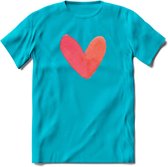 Valentijn Pastel waterverf Hart T-Shirt | Grappig Valentijnsdag Cadeautje voor Hem en Haar | Dames - Heren - Unisex | Kleding Cadeau | - Blauw - XL