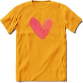 Valentijn Pastel waterverf Hart T-Shirt | Grappig Valentijnsdag Cadeautje voor Hem en Haar | Dames - Heren - Unisex | Kleding Cadeau | - Geel - XL
