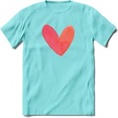 Valentijn Pastel waterverf Hart T-Shirt | Grappig Valentijnsdag Cadeautje voor Hem en Haar | Dames - Heren - Unisex | Kleding Cadeau | - Licht Blauw - XL