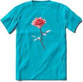 Valentijn roos Hart T-Shirt | Grappig Valentijnsdag Cadeautje voor Hem en Haar | Dames - Heren - Unisex | Kleding Cadeau | - Blauw - XL