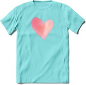 Valentijn Pastel waterverf Hart T-Shirt | Grappig Valentijnsdag Cadeautje voor Hem en Haar | Dames - Heren - Unisex | Kleding Cadeau | - Licht Blauw - XL