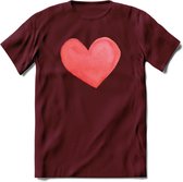 Valentijn Pastel waterverf Hart T-Shirt | Grappig Valentijnsdag Cadeautje voor Hem en Haar | Dames - Heren - Unisex | Kleding Cadeau | - Burgundy - S