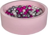 Ballenbad rond - roze - 90x30 cm - met 200 parelmoeren, roze en zilveren ballen