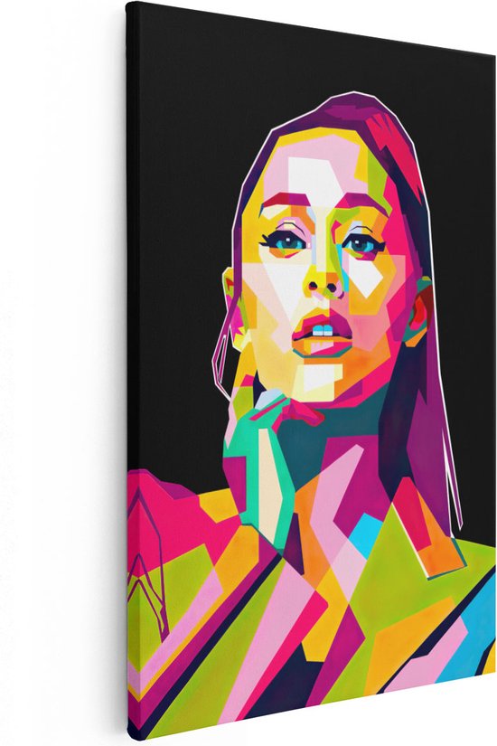 Artaza Canvas Schilderij Ariana Grande in Abstracte Kleuren - 60x90 - Foto Op Canvas - Wanddecoratie