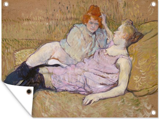 Tuinschilderij The Sofa - Schilderij van Henri de Toulouse-Lautrec - 80x60 cm - Tuinposter - Tuindoek - Buitenposter