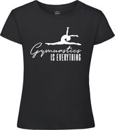 Sparkle&Dream - T-Shirt \'Gymnastics is Everything\' Zwart - Maat 128 - voor Turnen en Gymnastiek