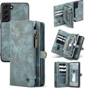 Samsung S21 FE hoesje CaseMe Vintage portemonnee Bookcase Blauw