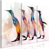 Schilderij - Penguin Wandering (3 Parts).