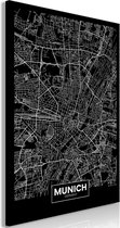 Schilderij - Dark Map of Munich (1 Part) Vertical.