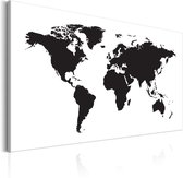 Schilderij - World Map: Black & White Elegance.