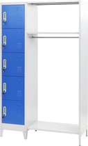 Decoways - Lockerkast met kapstok 110x45x180 cm metaal blauw en grijs