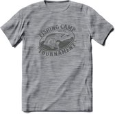 Fishing - Vissen T-Shirt | Grappig Verjaardag Vis Hobby Cadeau Shirt | Dames - Heren - Unisex | Tshirt Hengelsport Kleding Kado - Donker Grijs - Gemaleerd - L