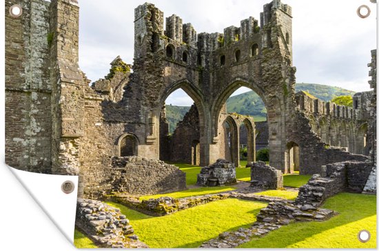 Affiche de jardin Ruines du vieux château au Pays de Galles Royaume- VK - 120x80 cm - Jardin