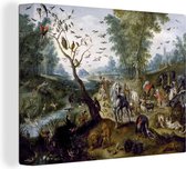 Canvas Schilderij De ark van Noach - schilderij van Jan van Kessel - 40x30 cm - Wanddecoratie
