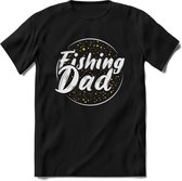 Fishing Dad - Vissen T-Shirt | Geel | Grappig Verjaardag Vis Hobby Cadeau Shirt | Dames - Heren - Unisex | Tshirt Hengelsport Kleding Kado - Zwart - S