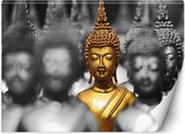 Trend24 - Behang - Gouden Boeddha - Behangpapier - Fotobehang - Behang Woonkamer - 250x175 cm - Incl. behanglijm