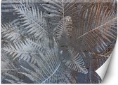Trend24 - Behang - Palmblaadjes Op Beton - Behangpapier - Behang Woonkamer - Fotobehang - 250x175 cm - Incl. behanglijm