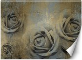 Trend24 - Behang - Gouden Rozen - Behangpapier - Fotobehang Bloemen - Behang Woonkamer - 150x105 cm - Incl. behanglijm